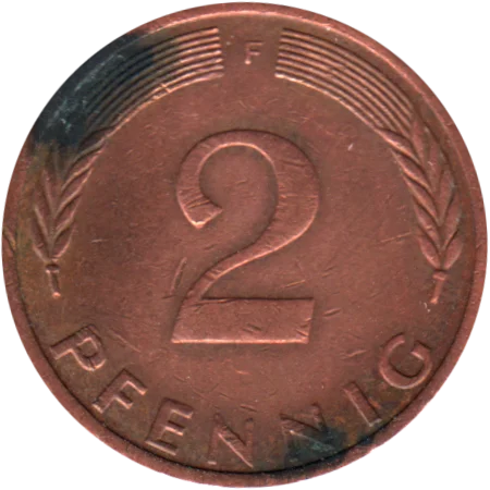 2 Pfennigs, 1976 Reverse