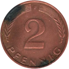 Preview 2 Pfennigs, 1976 reverse