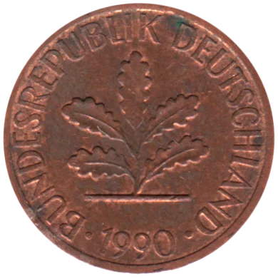 1 Pfennig, 1990 Obverse