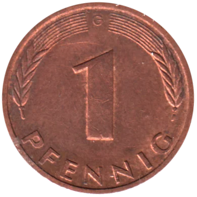 1 Pfennig, 1990 Reverse