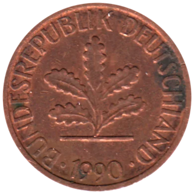 1 Pfennig, 1990 Obverse