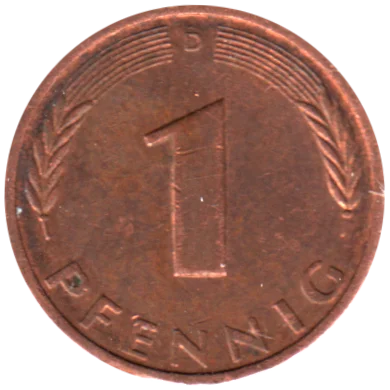 1 Pfennig, 1990 Reverse