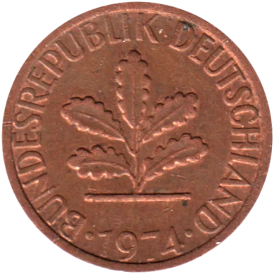 1 Pfennig, 1974 Obverse