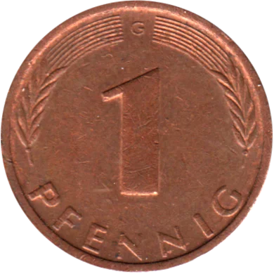 1 Pfennig, 1974 Reverse