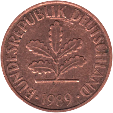 2 Pfennigs, 1989 Obverse