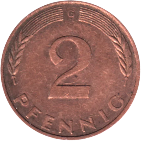 2 Pfennigs, 1989 Reverse