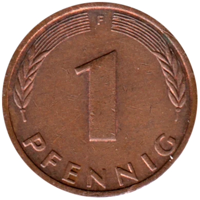 1 Pfennig, 1990 Reverse