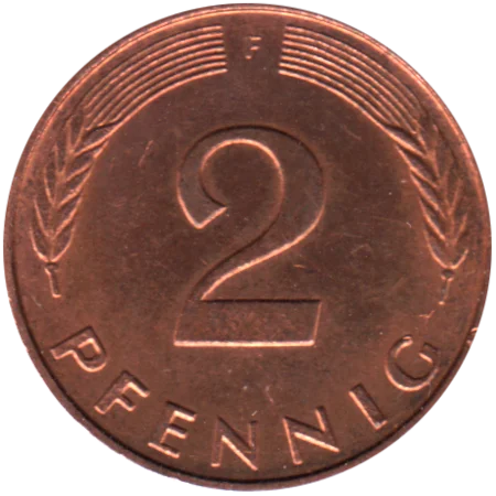 2 Pfennigs, 1995 Reverse