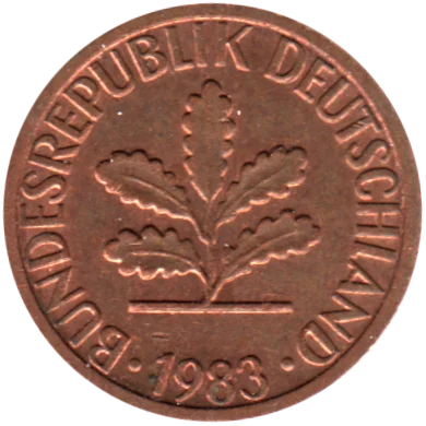 1 Pfennig, 1983 Obverse