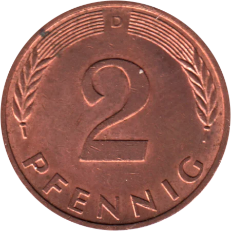 2 Pfennigs, 1982 Reverse
