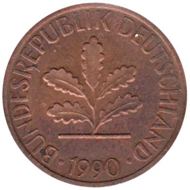 1 Pfennig, 1990 Obverse