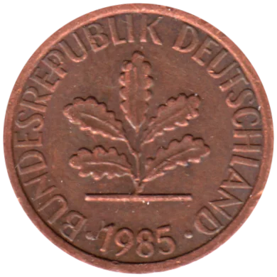 1 Pfennig, 1985 Obverse