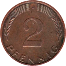 Preview 2 Pfennigs, 1974 reverse