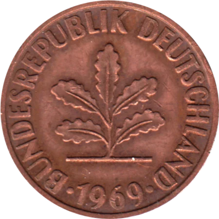 2 Pfennigs, 1969 Obverse