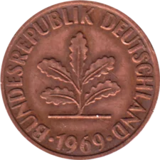 Preview 2 Pfennigs, 1969 obverse
