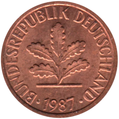 1 Pfennig, 1987 Obverse