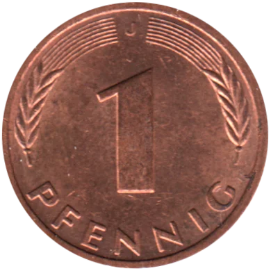 1 Pfennig, 1987 Reverse