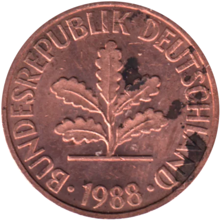 2 Pfennigs, 1988 Obverse