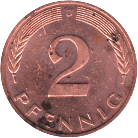 2 Pfennigs, 1988 Reverse