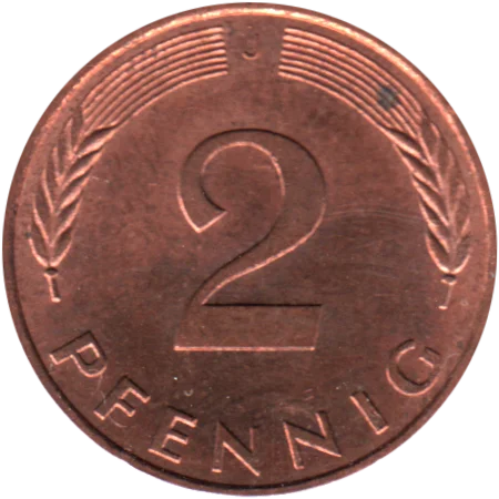 2 Pfennigs, 1995 Reverse