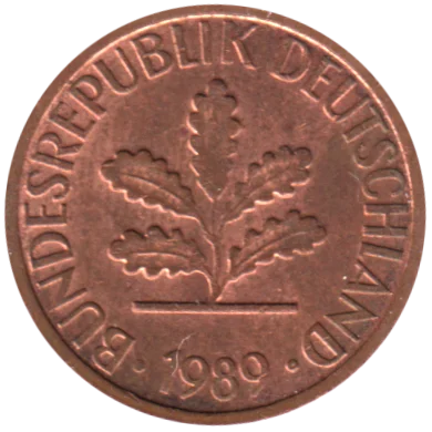 1 Pfennig, 1989 Obverse