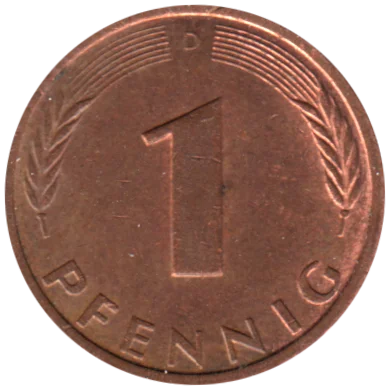 1 Pfennig, 1989 Reverse
