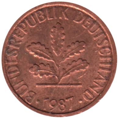 1 Pfennig, 1987 Obverse