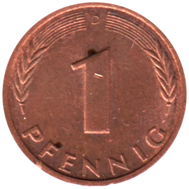 1 Pfennig, 1987 Reverse