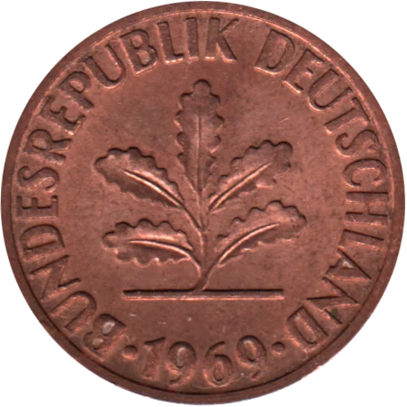 2 Pfennigs, 1969 Obverse