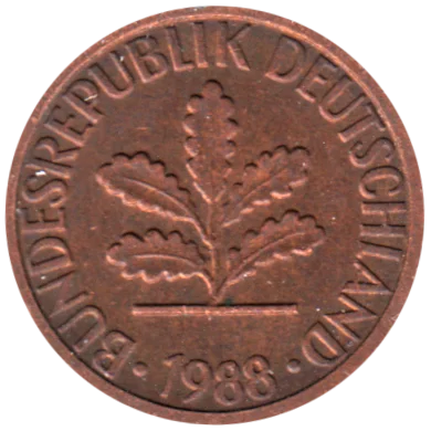1 Pfennig, 1988 Obverse