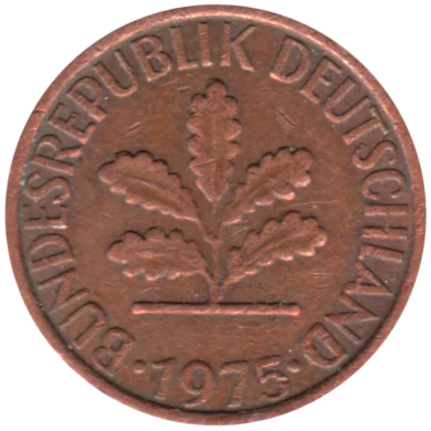 1 Pfennig, 1975 Obverse