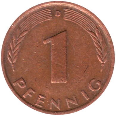 1 Pfennig, 1975 Reverse