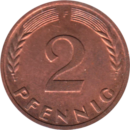 2 Pfennigs, 1968 Reverse