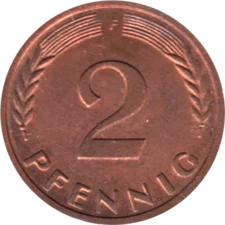 Preview 2 Pfennigs, 1968 reverse