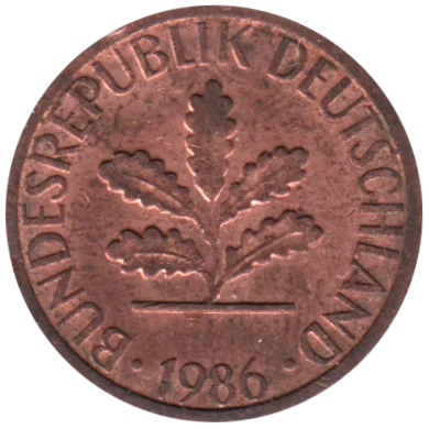 1 Pfennig, 1986 Obverse