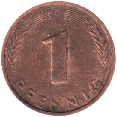 1 Pfennig, 1986 Reverse