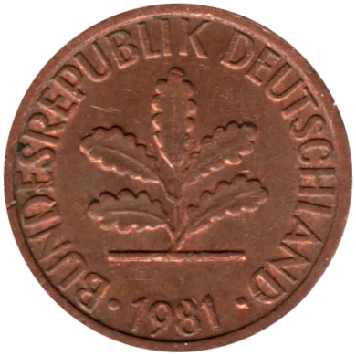 1 Pfennig, 1981 Obverse