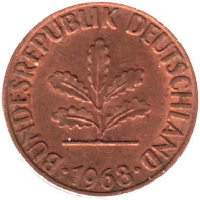 1 Pfennig, 1968 Obverse