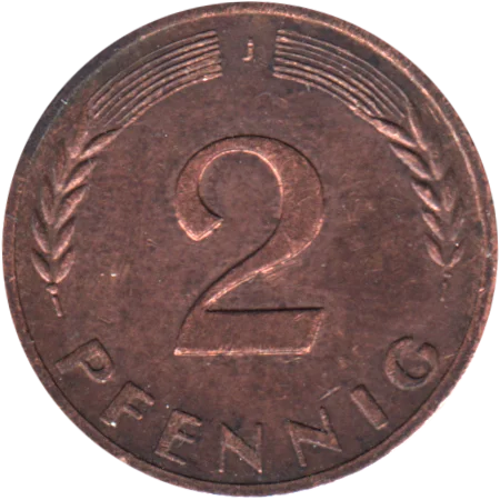 2 Pfennigs, 1971 Reverse