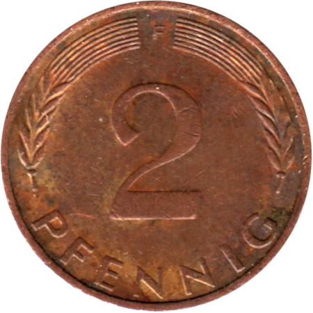 2 Pfennigs, 1974 Reverse