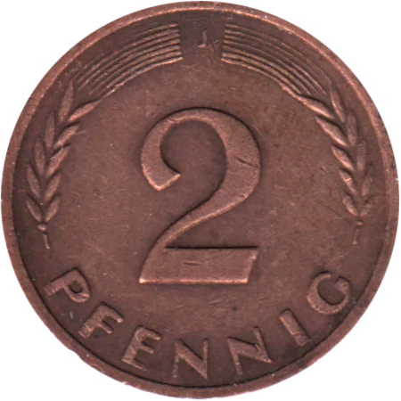 2 Pfennigs, 1970 Reverse