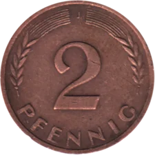 Preview 2 Pfennigs, 1970 reverse