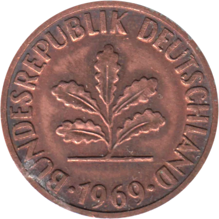 2 Pfennigs, 1969 Obverse
