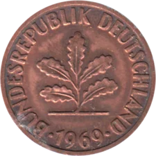 Preview 2 Pfennigs, 1969 obverse