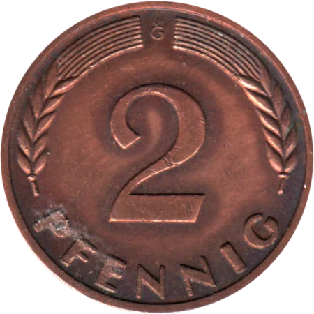 2 Pfennigs, 1969 Reverse