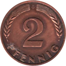 Preview 2 Pfennigs, 1969 reverse