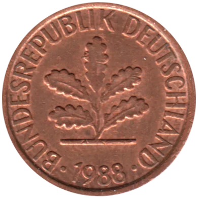1 Pfennig, 1988 Obverse