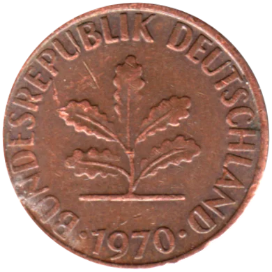 1 Pfennig, 1970 Obverse