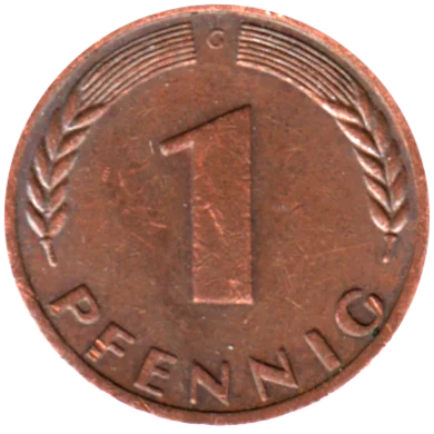 1 Pfennig, 1970 Reverse
