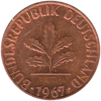1 Pfennig, 1967 Obverse